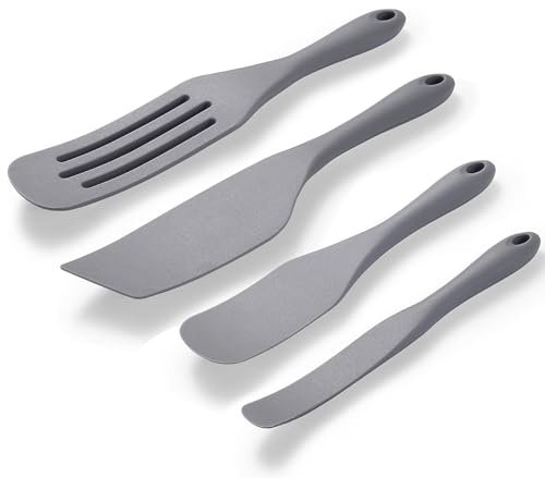 Tongjude Silicone Spurtle Set, Silicone Spatula Set, Heat Resistant Cooking Utensil for Nonstick Cookware, Serving，Baking, Whisking, Smashing, Scooping, Spreading, 4 Piece