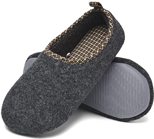 ChayChax Zapatillas de Estar por Casa para Mujer Invierno Cálido Pantuflas Memoria Espuma Ligero Comodo Suave Interior Zapatos de Algodón,Fieltro Gris Oscuro,M(265)=EU 40-41