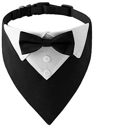 Hund smoking bandana krage, husdjur fluga krage justerbar med fluga och hals slips justerbar halsduk för små medelstora hundar jul bröllop