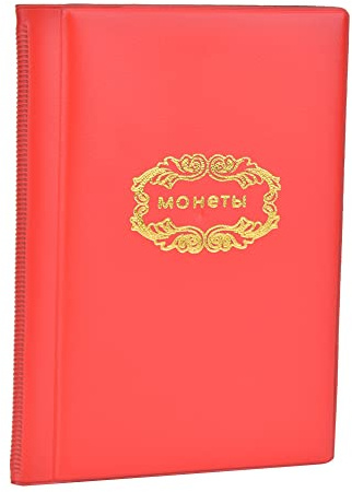 Münzalbum, Euro Münzsammler Taschenalbum, 10 Seiten 120 Taschen Münzsammlungs Halter Organizer Buchhülle Münz Album, Wasserdichte Münzsammelalbum Sammelalbum für Meisten Münzen für Ø 28mm Münzen(Rot)