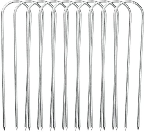 ZEONHEI 10 PCS 12 Inch Trampoline Anchor Kit, Trampoline Stakes U Shaped Ground Anchors Heavy Duty, Trampoline Anchor Tent Pegs for Camping Tents, Soccer Goals, Silver