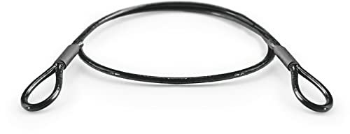 DQ-PP Cuerda de acero revestida con ojales | Longitud: 0,4 m / 40 cm | Grosor: 2 mm / 4 mm | Color: negro | Cable de acero con trabillas | Sistema antirrobo para muebles de jardín, bicicleta