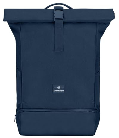 Johnny Urban Sac à Dos Roll Top Femmes & Hommes Bleu - Allen Large - Backpack pour l'École, l'Université - Compartiment pour Ordinateur Portable 16 pouces - Hydrofuge