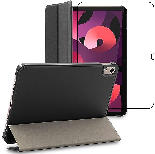 ebestStar - Cover per iPad 10.9 (2022) Apple, Custodia Protezione Flip Magnetica, Slim Case Sottile Pelle PU, Nero + Vetro Temperato