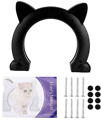 Porte Intérieure pour Chat, Chat Passe à Travers la Porte pour Animaux de Compagnie, Litière Cachée, Loquet de Porte Sécurisé pour Animaux de Compagnie, Installation Facile, Installation(Noir)