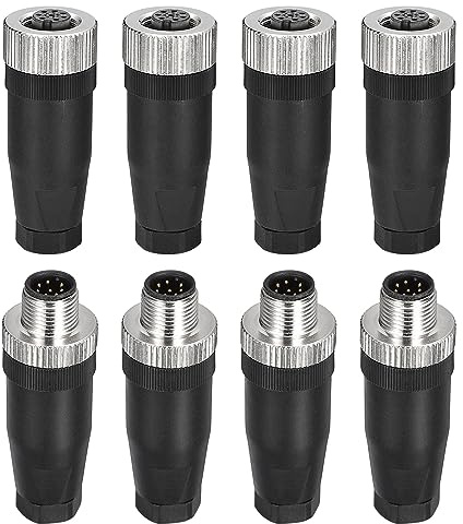 QUARKZMAN 8 Pin M12 Maschio & Femmina Aviazione Filo Connettore, 4 Set Impermeabile IP67 Circolare Connettore per Network Strumenti Computer