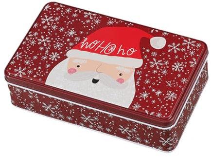 DOTBUY-SHOP Christmas Biscuit Tin, Rectangle Cake Tin Large Storage Tin Airtight Biscuit Tins Storage, Fine Metal Box Christmas Decoration Tin Box (Set of 2,Christmas F)