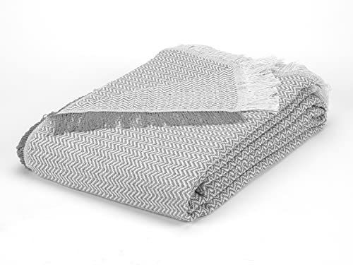GAMUSI Becko Arias Plaid multifonction en coton doux pour canapé ou lit Gris 130 x 180 cm