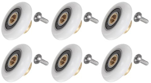 sourcing map Shower Door Roller Wheel 23mm Diameter Replacement Part for Bathroom Glass Door, Sliding Shower Door Roller, (1 Set 6pcs)