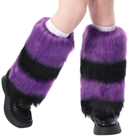 Gefomuofe Damen Kunstpelz Beinwärmer Plüsch Beinwärmer, Mädchen Furry Fuzzy Beinwärmer Winter Stulpen Damen für Winterwärmer Karneval Fasching