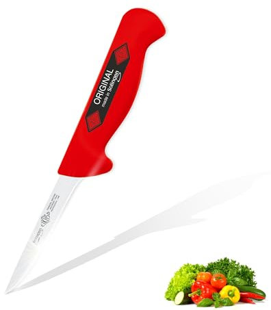 EIKASO Solingen Ausbeinmesser gerade 10cm Klinge Semi Flex aus Molybdänstahl 1.4116 Profi Fleischmesser Filetiermesser Schlachtermesser handabgezogen und eisgehärtet (rot)