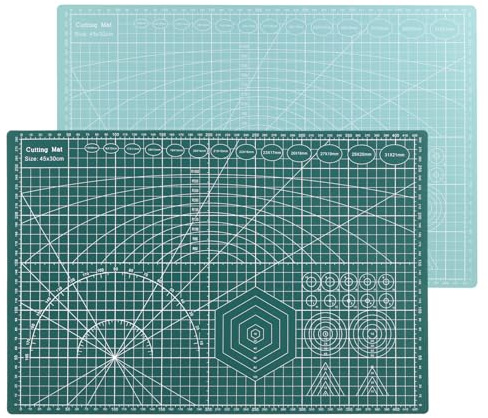 Povxlum 2pcs A3 Cutting Mat Double Sided Craft Cutting Mat with Accurate Guide Grid Lines Design Self Healing Cutting Mat for Quilting, Sewing Crafts, Scrapbooking, Fabric & Papercraft