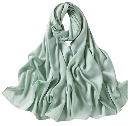 Lina & Lily Dam silkeslen satin scarf sjal för bröllop aftonklänning, Salviagrön, en storlek
