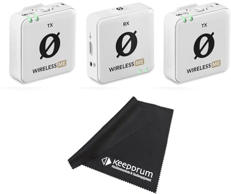 Rode Wireless ME Dual drahtloses Mikrofon-System kabelloses Mikrofon Funk-System Weiss + keepdrum Mikrofasertuch