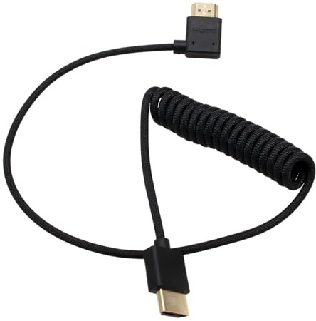 HangTon HDMI 8K 4K 30p 60p Kabel für ATOMOS Ninja Ultra Sony FX30 FX6 FX9 Canon C500 BGH1 GH6 Kamera FEELWORLD Z CAM E2 F6, Rechter Winkel Typ A HDMI 2.1 Geflochtene Spule 50cm