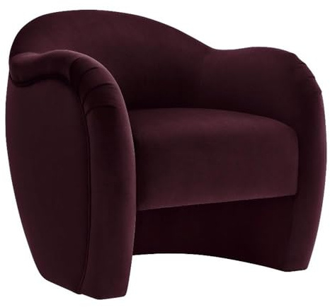 Modway Compose Barrel Chair with Performance Velvet Fabric in Mulberry – Upholstered Accent Armchair with Curved Backrest – Cozy Lounge Chair for Reading – Round Comfy Single Sofa Club Chair
