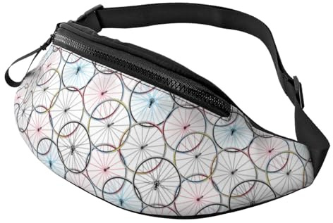Crossbody Bauchtasche für Damen und Herren – Fahrrad-Rad-Muster, rot, Laufgürteltasche für Damen und Herren