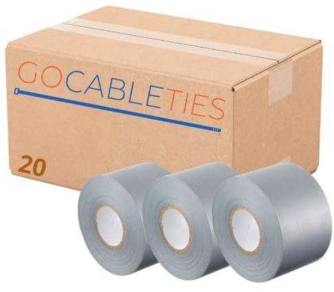 GOCABLETIES - Ruban Isolant Électrique 50 mm x 33 m Gris Lot de 20 rouleaux | Résistant et autocollant - pour isoler, réparer et protéger les fils électriques - usage électricien et bricolage