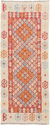 Nain Trading Kelim Afghan 79x198 Handgewebt Orientteppich Läufer Teppich Wolle