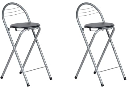 GZTGZMWG Sedia pieghevole, sgabello da bar pieghevole con schienale, sgabello in metallo con seduta rotonda in PVC – Sedia da bar, da bistro, cucina, salva spazio (2)