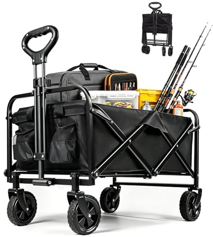 Blendra Festival Trolley on Wheels,150KG 100L Folding Camping Trolley Heavy Duty with Adjustable Handle,Pull Along Shopping Trolley Cart for Outdoor Picnic Beach Garden Picnic Fishing