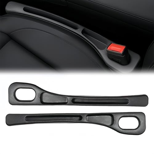 Organizador de Asiento de Coche 2025,Caja de Almacenamiento Universal para Asientos de Coche, Relleno de Huecos, Apto para Coches,SUVs y Camiones, Material de Piel Sintética, Negro,Pack de 2 Unidades