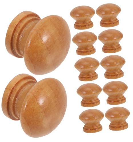 HOLIDYOYO 20pcs Wooden Mushroom Cabinet Knobs Ergonomic Drawer Pulls for Furniture Easy to Install Versatile Wood Handles for Dresser and Cupboard Decor