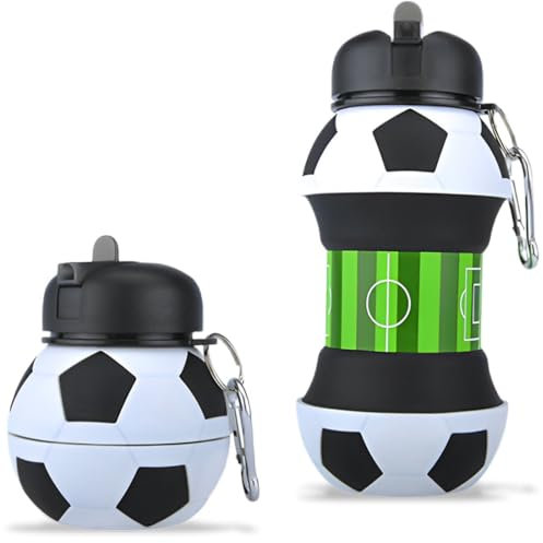 ChicAppeal 500ML Bouteille d'eau pliable asse D'eau de Sport Portable Tasse Pliante en Silicone Football Personnalisable avec votre sport pour garçons et filles