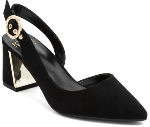 Jones New York Women's Patent Slingback Heeled Sandals | Block Heel Dress Shoes with Buckle | Open-Toe/Closed-Toe Elegant & Comfortable Footwear for Formal Events, Parties & Weddings