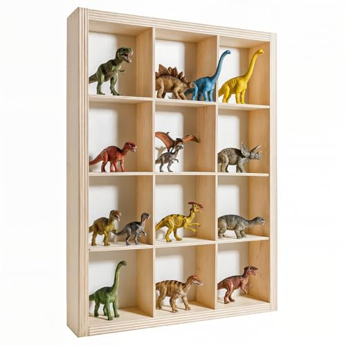 Creative Deco Setzkasten Holz Sammlervitrine 12 Fächer 35 x 26 x 5,5 cm | Sperrholz | Wandregal für Miniaturen Aufbewahrung Schaukasten Vitrine Hängend Sammelbox Sammelvitrine Sortierbox