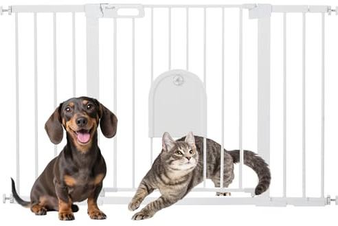 PawHut Barrera de Seguridad para Perros Extensible 75-131 cm Blanco