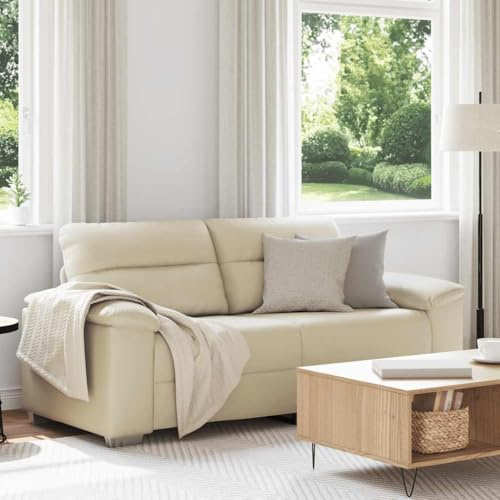 HETFTJN 2-Sitzer Sofa Creme 182 cm Kunstleder Zweisitzer Modernes Design mit Holz-Metallrahmen Breite Armlehnen für Living Room Büro Gästezimmer