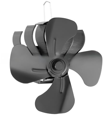 FUBESK Ventilateur de cheminée pour poêle à bois, ventilateur de poêle alimenté par la chaleur avec flux d'air de 160 à 200 CFM, répartition efficace de la chaleur pour chauffage domestique, noir