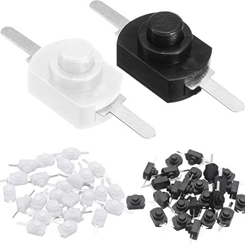 HAAMNING7 60 pcs Auto-verrouillage Micro Bouton Poussoir 2 Broches Verrouillage Mini Interrupteur Marche/Arrêt pour SMD Lampe de Poche Type Lumière Lampe Prise Murale DC 30 V 1 A