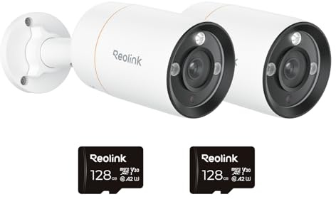Reolink 4K+ Ultra HD 12MP PoE Überwachungskamera Aussen mit Strahler, Menschen-/Fahrzeugerkennung, Farbnachtsicht, Zwei-Wege-Audio, Bewegungswarnungen, RLC-1212A*2 mit 128GB mircoSD Karten*2