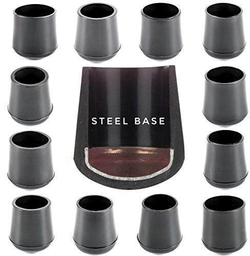 Multipurpose Feet. Rubber Ferrules with Hard-Wearing Steel Insert, Range of Sizes, Made in Germany (Black, 16mm - See Second Image Before Ordering This Size, Pack of 4)
