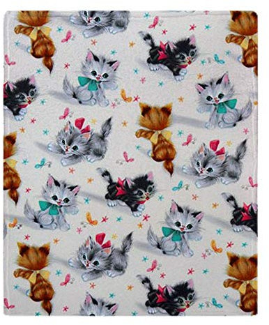 YISUMEI Decke Nette spielerische Kätzchen Kuscheldecken Weich Flanell Fleecedecke Bettüberwurf(75x100cm)