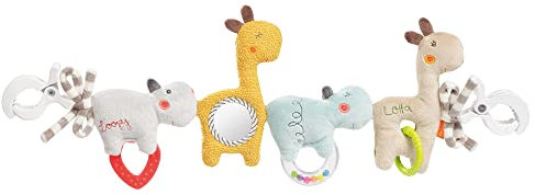 Fehn 059137 Kinderwagenkette Loopy & Lotta – Mobile Kette mit süßen Anhänger-Figuren zum flexiblen Aufhängen – Für Babys und Kleinkinder ab 0+ Monaten – Länge: 45 cm