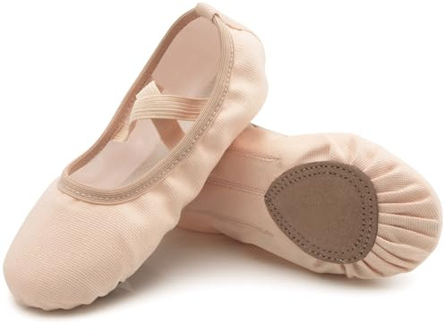 Scarpe Danza Classica Tela Bambina Scarpette Ballo Donna Mezze Punte Suola Spezzata Scarpa Ballerina Antiscivolo Ginnastica Pantofole Ballerine Elegante Ballet Scarp Ragazza Beige 33
