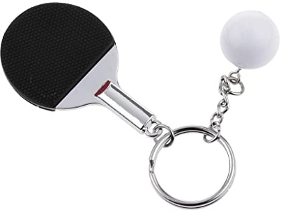 Daily Mall Mini Tischtennis Tischtennisschläger & Ball Anhänger Schlüsselanhänger Tischtennis Liebhaber Geschenk - Schwarz
