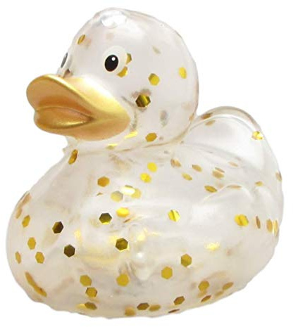 Duckshop I Badeente Glitzer transparent Gold I Quietscheente I L: 9 cm