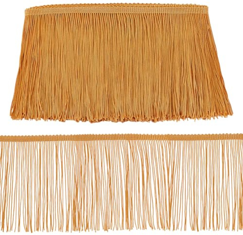 OLYCRAFT 10M Fringe Trim Lace Quaste Champagner Chainette Fringe Trim Band 14.5cm Breit Fransenborte Fransen Für Latin Dance Dress DIY Kleidung Verschönerung Lampenschirm Und Kissen Dekorationen