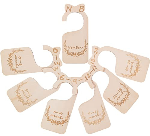 SAVITA 7 Piezas Separadores De Madera Para Armario De Bebé, Desde Recién Nacidos Hasta 24 Meses Organizadores De Tela Para Bebés, Para Clasificación De Ropa Para Bebés y Niñas, Decoración De Guardería