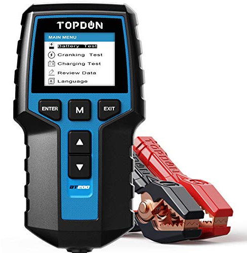 Topdon Car Battery Tester 12V 24V Load Tester, BT200 100-2000CCA Automotive Alternator Tester Digital Auto Battery Analyzer Charging Cranking System for Car Truck Motorcycle ATV SUV Boat Yacht