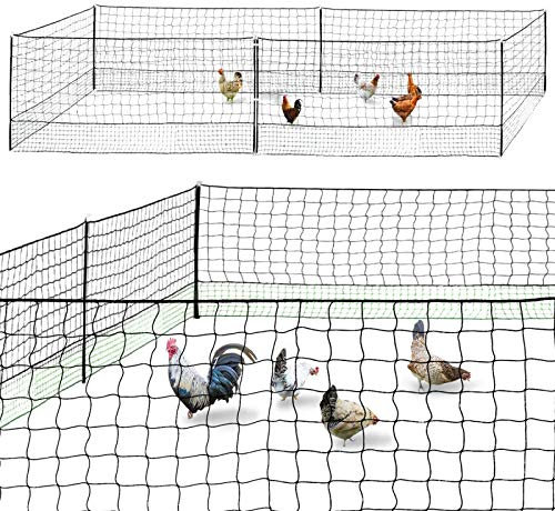IDMarket - Kit de valla de red para gallinas de 12 m con puerta de 6 estacas de doble punta
