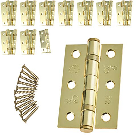 Door Hinge 3 / 76mm PVD Brass Ball Bearing Washer CE Grade 7 for Fire Door 10 Pair