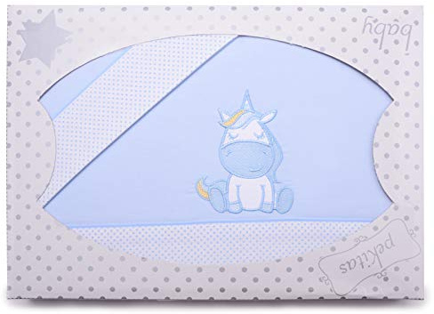 PEKITAS Bebe Juego De Sábanas Finas 3 Piezas para Minicuna 50x80cm 100% Algodón (Funda Almohada+Sabana+Bajera,Unicornio Azul)