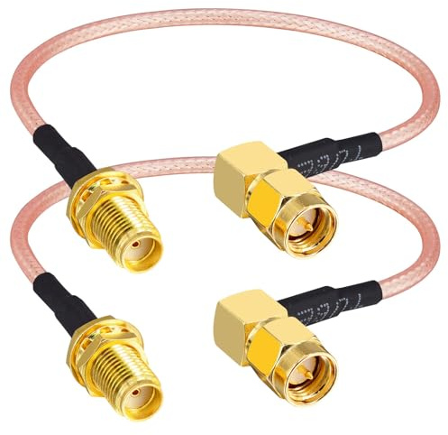 Boobrie 2 Stück SMA Kabel RG316 15CM SMA-Stecker auf Buchse Rechtwinkliges Koaxialkabel WiFi-Antennenkabel 90-Grad für Mobile Antennen WiFi-Antenne