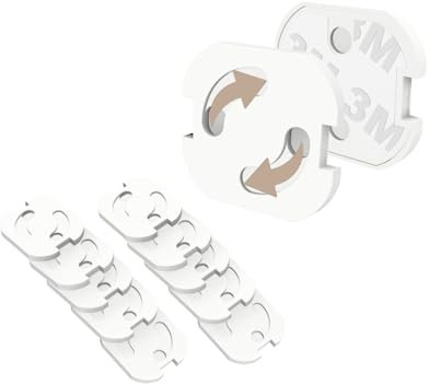 10 x Steckdosensicherung Steckdosenschutz selbstklebend in Weiß extra starker Halt Kindersicherung für Schuko Deutschland Österreich Drehmechanik von GADGETTO