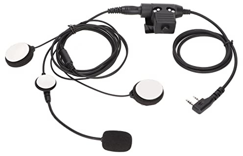 Yunseity Auriculares para Casco + U94 PTT 7.1mm Auriculares para Motocicleta Auricular Micrófono Estéreo Kit de Casco con Reducción de Ruido con Clip para Kenwood TK‑3107, Etc.